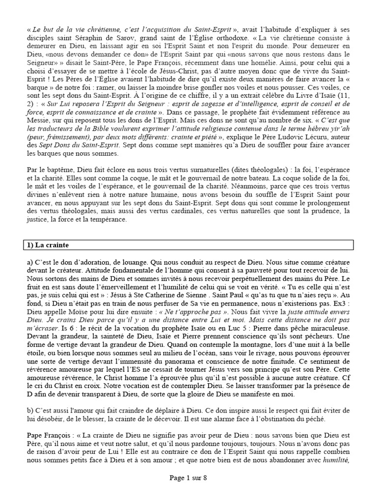 Les Sept Dons de l'Esprit Saint | PDF | Noûs | Dieu