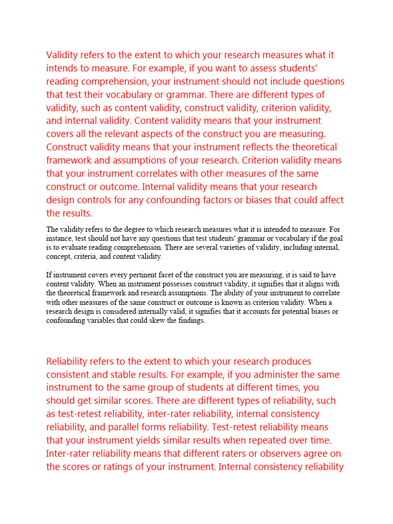Understanding Validity and Reliability in Research | PDF | Validity ...