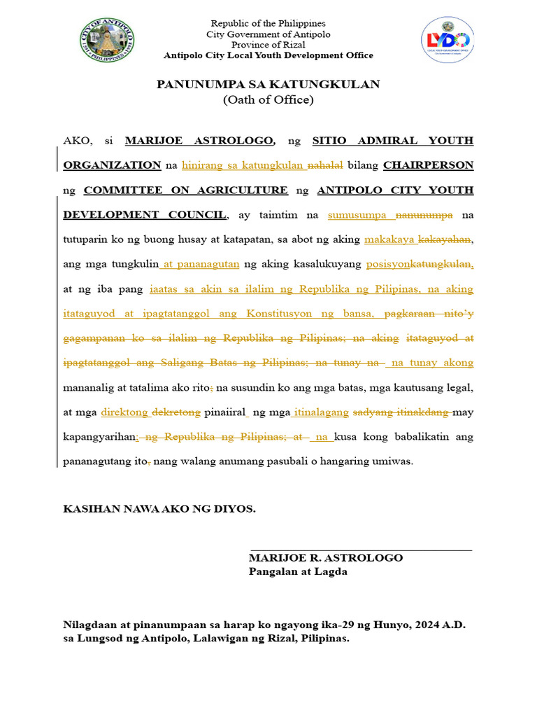 Lydc Oathtaking Template Pdf