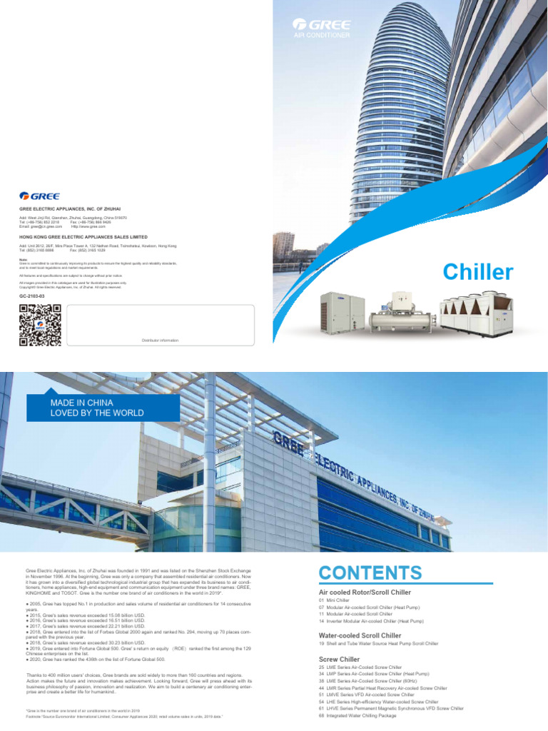 Gree Water Chillers Overview | PDF | Air Conditioning | Temperature