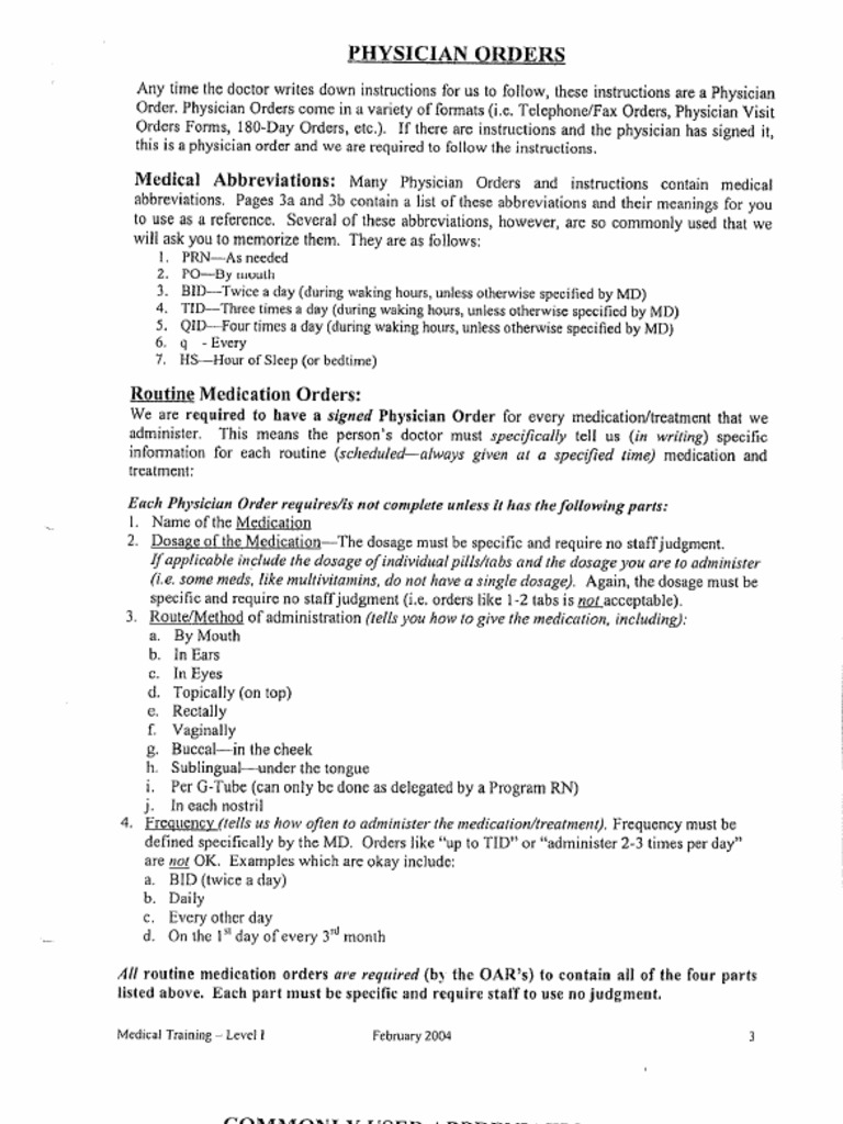 Physician Order Terminology | PDF