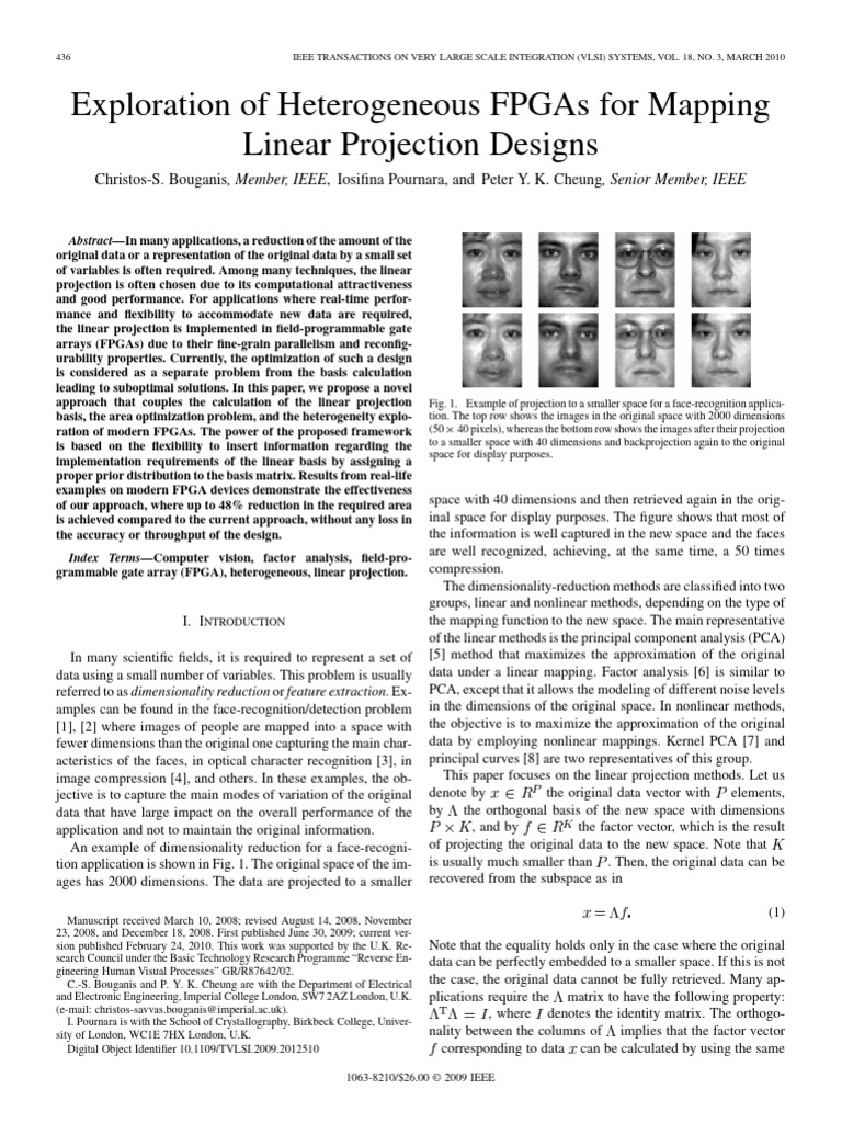 Exploration of heterogeneous fpgas for mapping linear projection