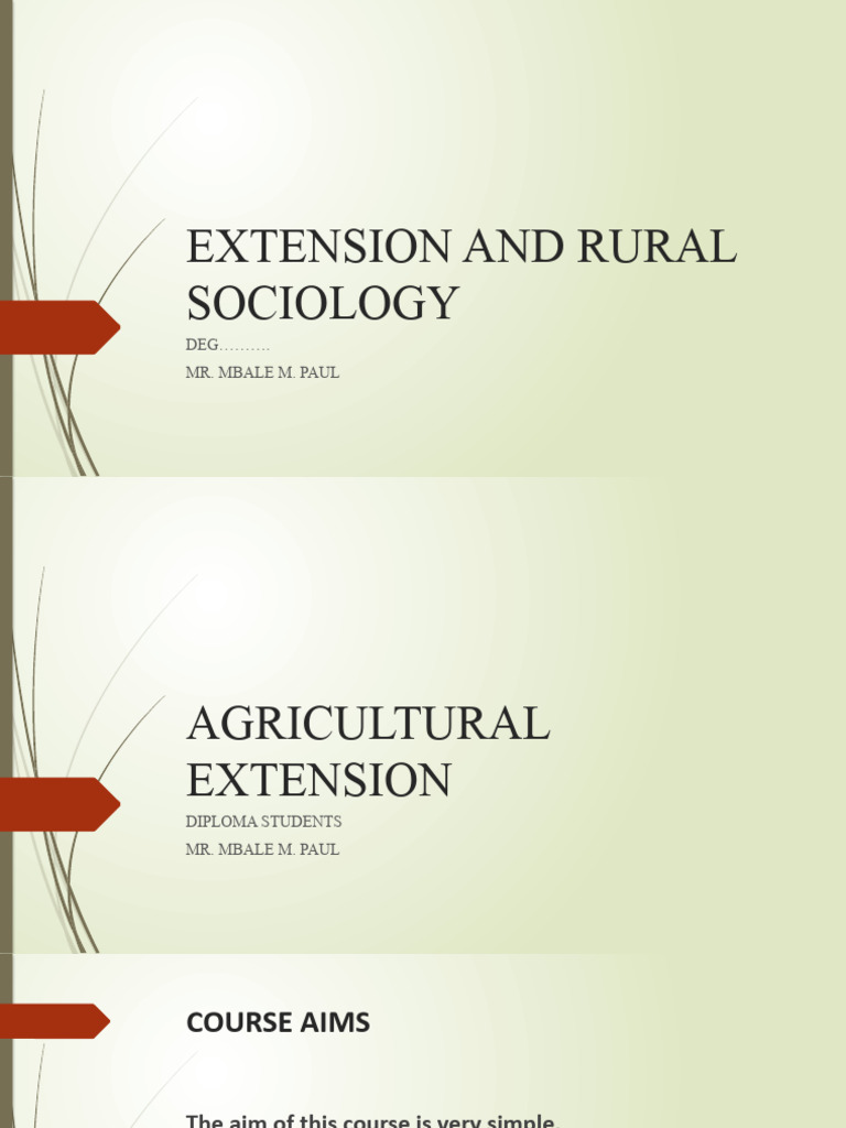 Agricultural Extension and Rural Sociology | PDF | Sociology | Leadership