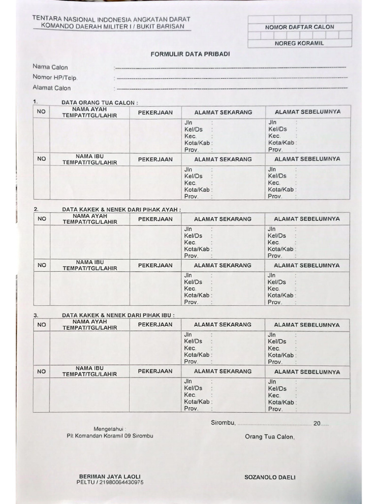 data diri PDF