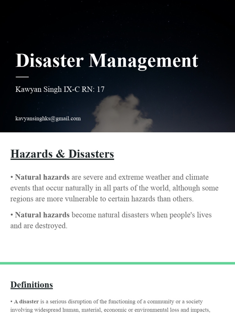 Disaster Management - Kawyan IX C 17 | PDF | Natural Disasters | Hazards