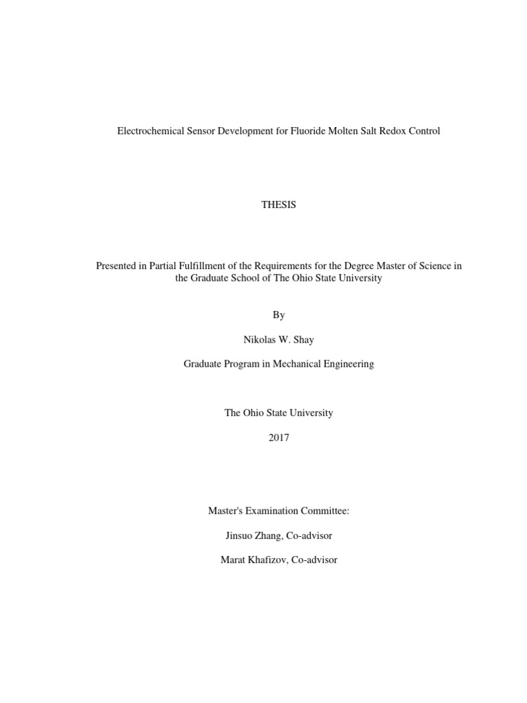 Electrochemical sensor development for fluoride molten salt redox