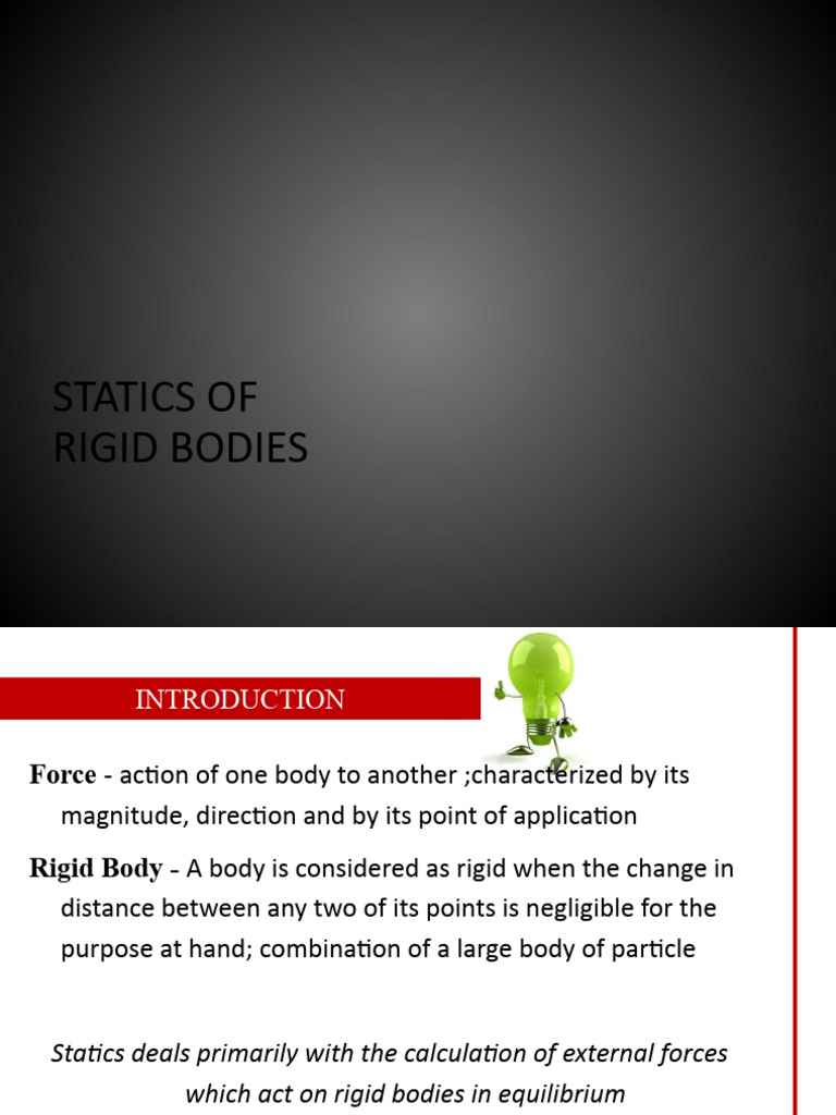 Statics of Rigid Bodies | PDF | Force | Mass