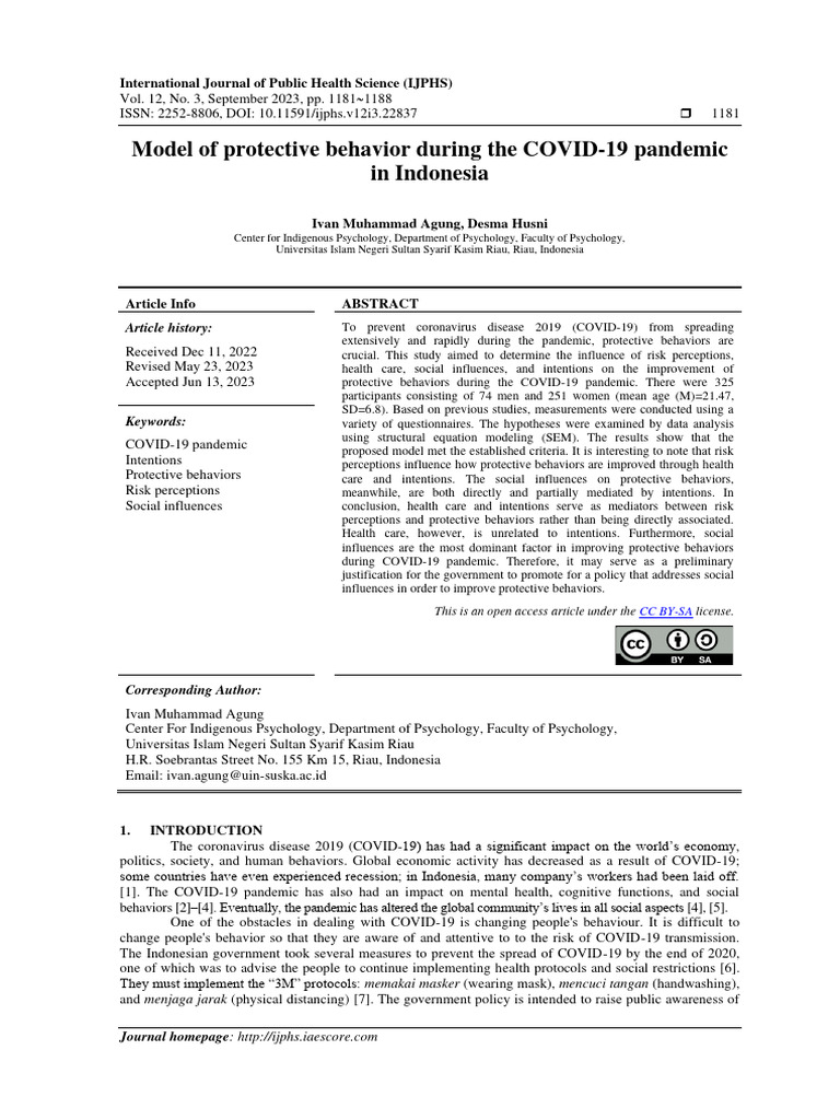 Model of Protective Behavior During The COVID-19 Pandemic in Indonesia ...