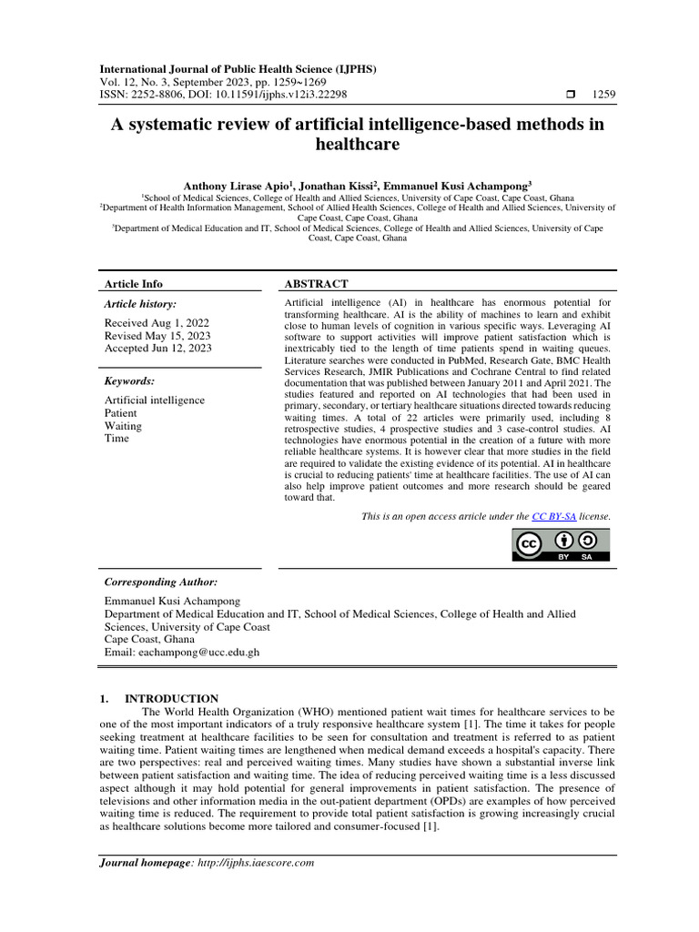 A Systematic Review of Artificial Intelligence-Based Methods in ...
