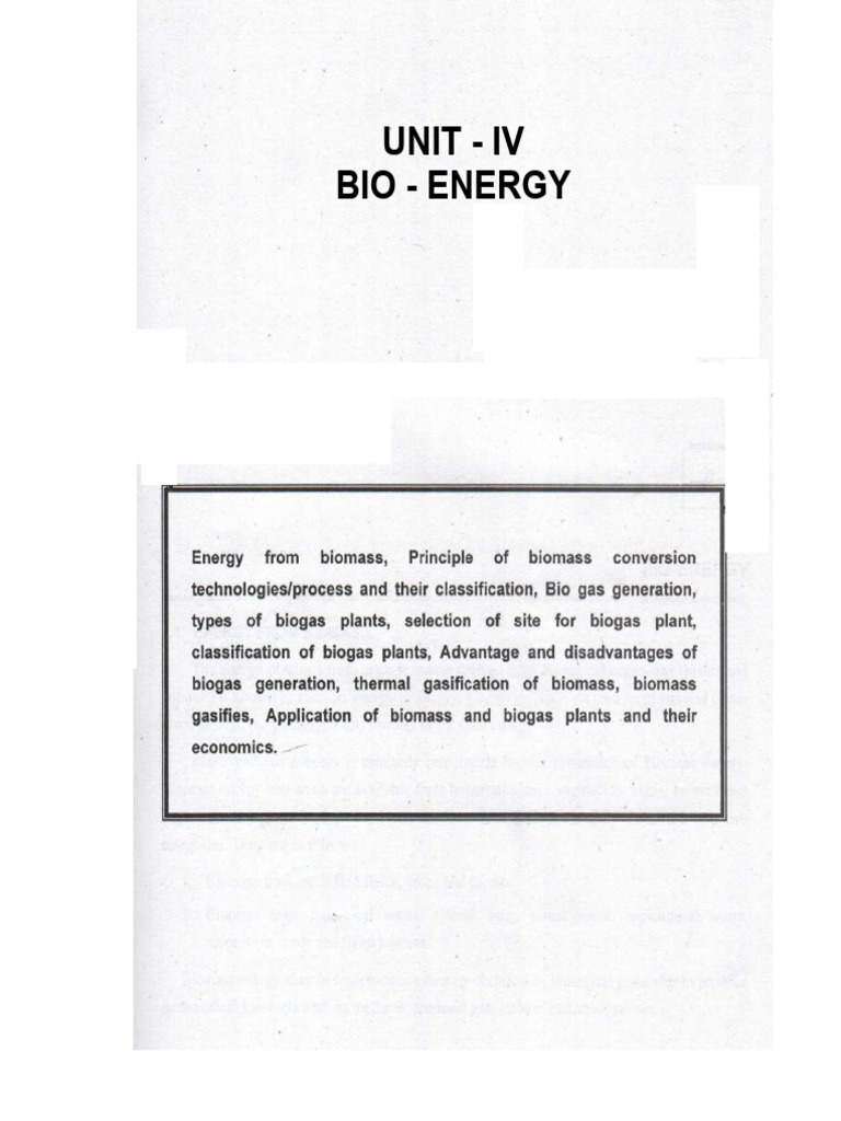 Unit - 4 RES Notes | PDF | Pyrolysis | Fuels