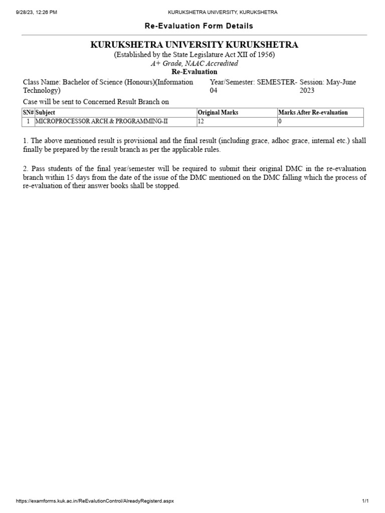 BSc IT Re-Evaluation Notice | PDF | Technology & Engineering