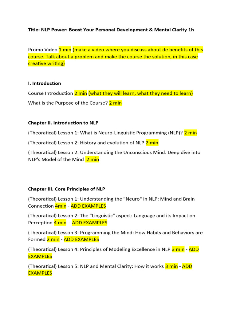 Free NLP Course for Personal Growth | PDF | Neuro Linguistic ...