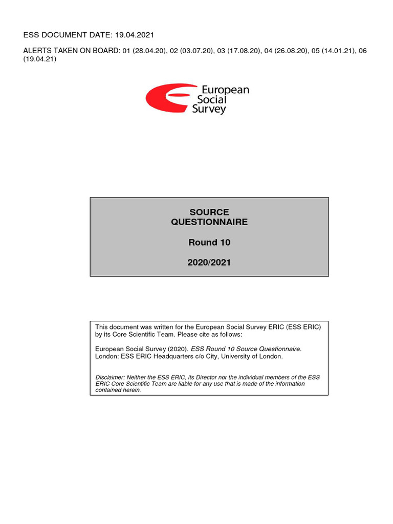 ESS Round 10 Source Questionnaire | PDF | Questionnaire | Christian ...