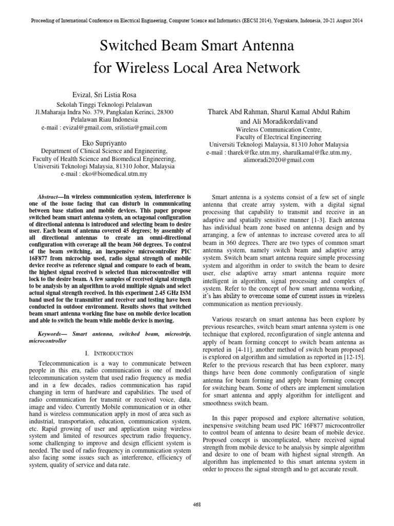 EN Switched Beam Smart Antenna For Wireless | PDF | Antenna (Radio) | Radio