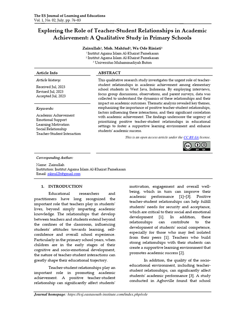 Teacher Student Relationships And Achievement Pdf Focus Group