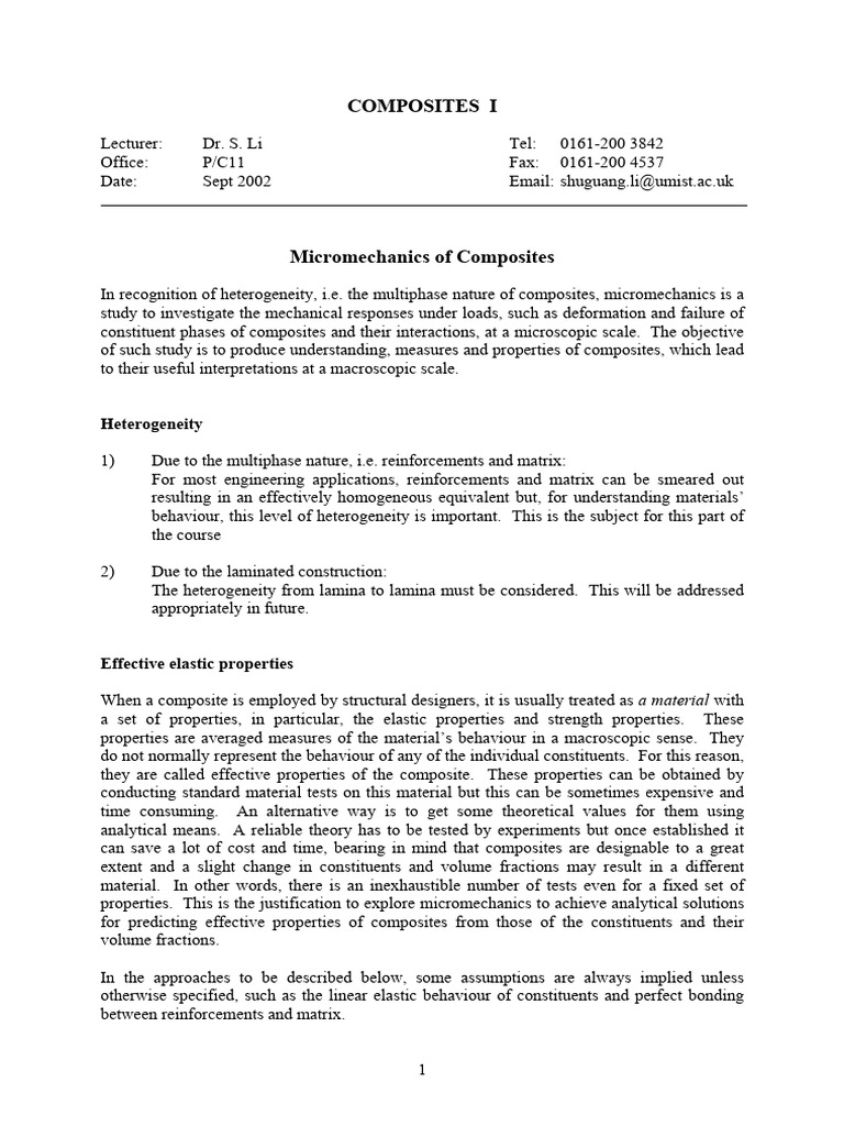 Micromechanics of Composite Materials | PDF | Composite Material ...