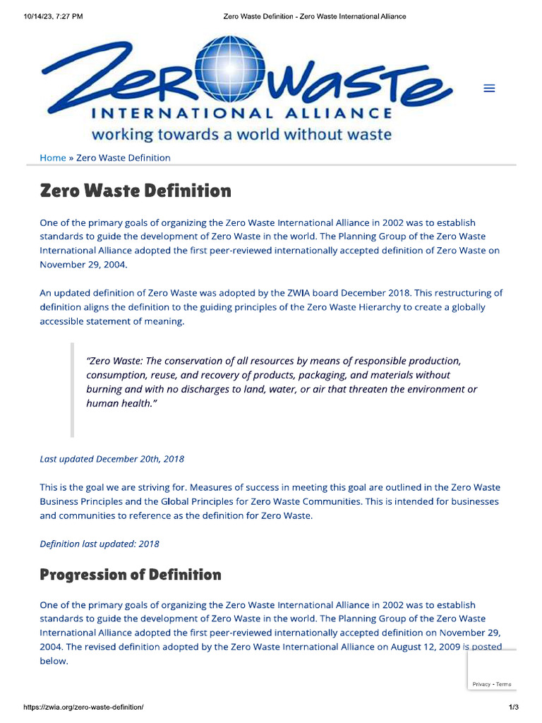 Zero Waste Definition | PDF
