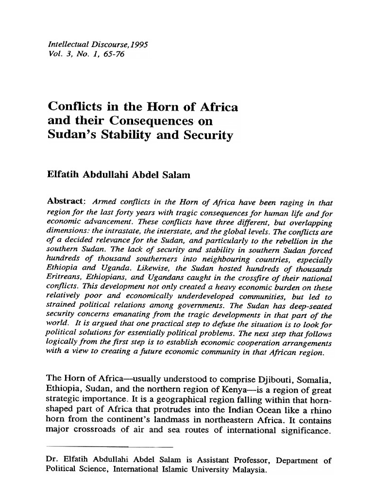 Conflicts and Stability in the Horn of Africa | PDF | Ethiopia | Sudan