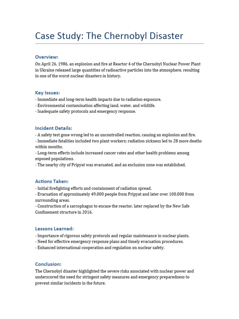 Chernobyl Disaster Case Study | PDF
