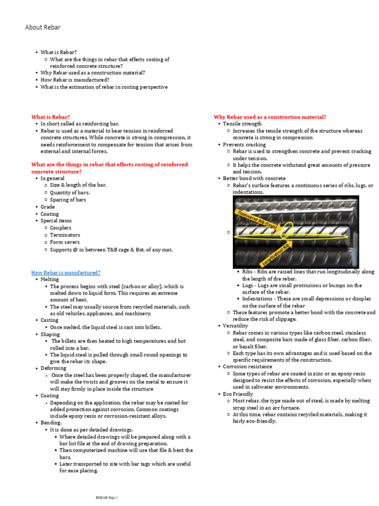 REBAR | PDF | Steel | Concrete