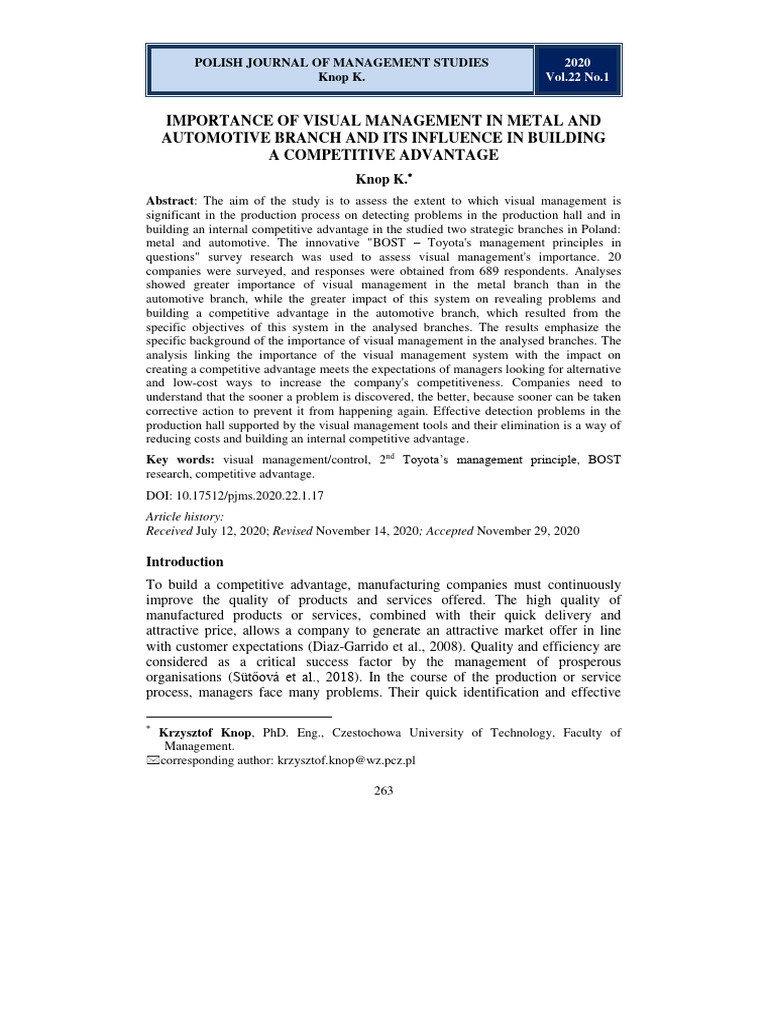 Importance Of Visual Management In Pdf Lean Manufacturing