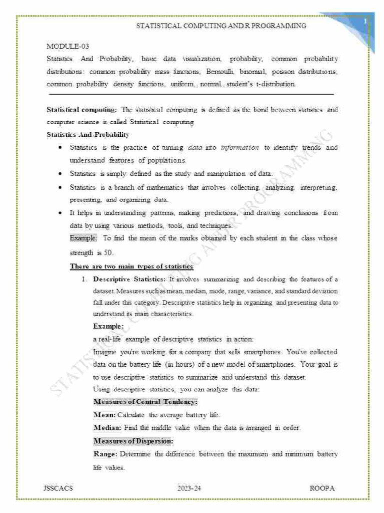 Module-03 Statistical Computing and R Programming-1 - 11zoncompress | PDF