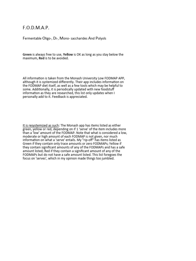 Monash FODMAP ripoff v2.4.0 Download Free PDF Bean Oat