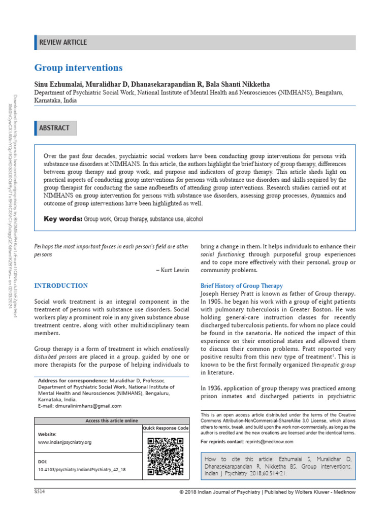 Group Interventions 20 Pdf Psychotherapy Mental Health