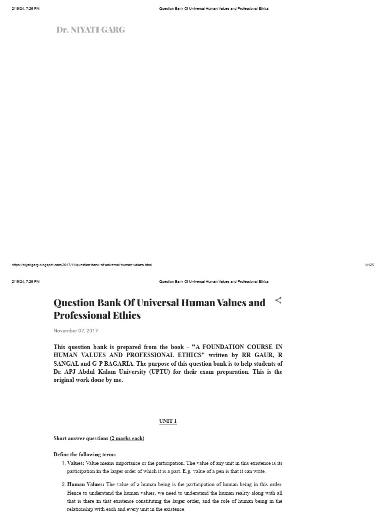 Universal Human Values Question Bank | PDF | Happiness | Consciousness