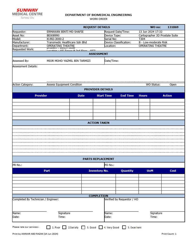 Work Order # (131069) | PDF