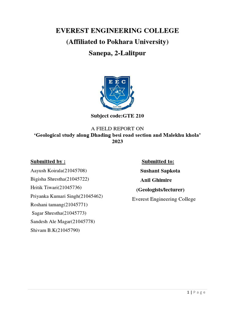 Geo Field Report Pdf Rock Geology Sedimentary Rock