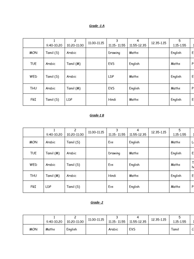 Time table term 1 2024 2025 pdf