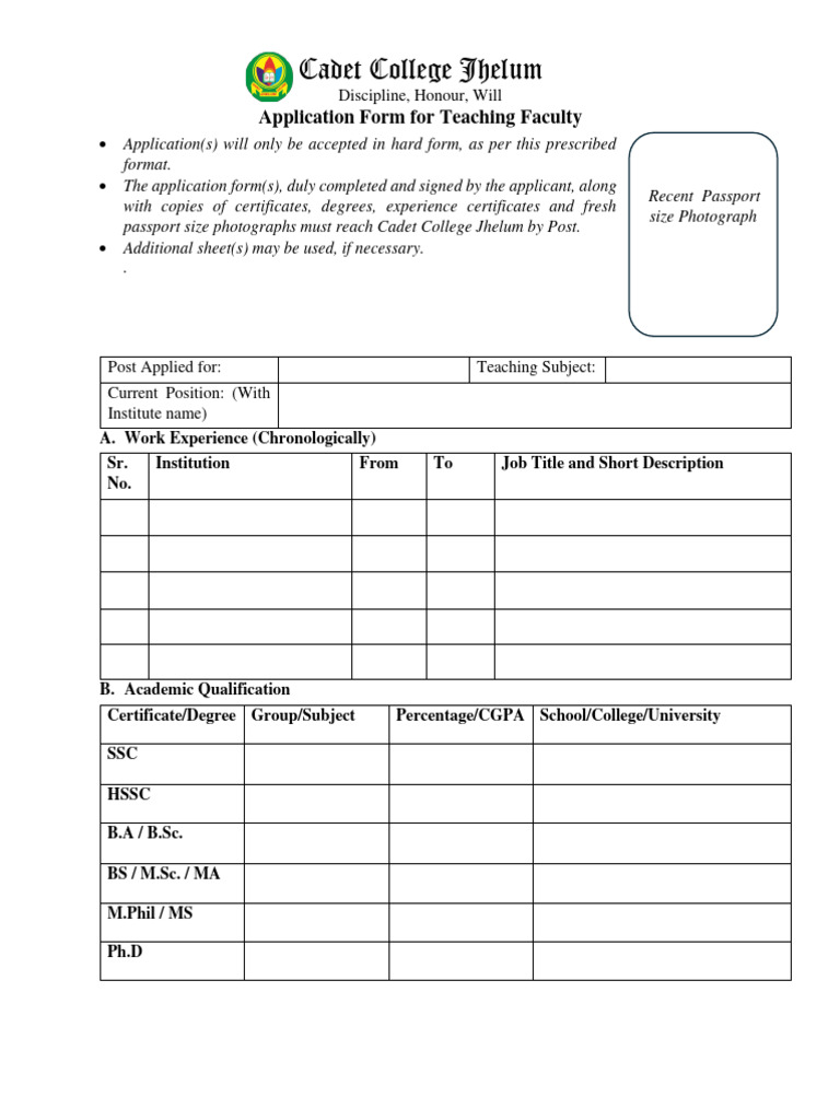 Teaching staff application form ccj pdf academic degree