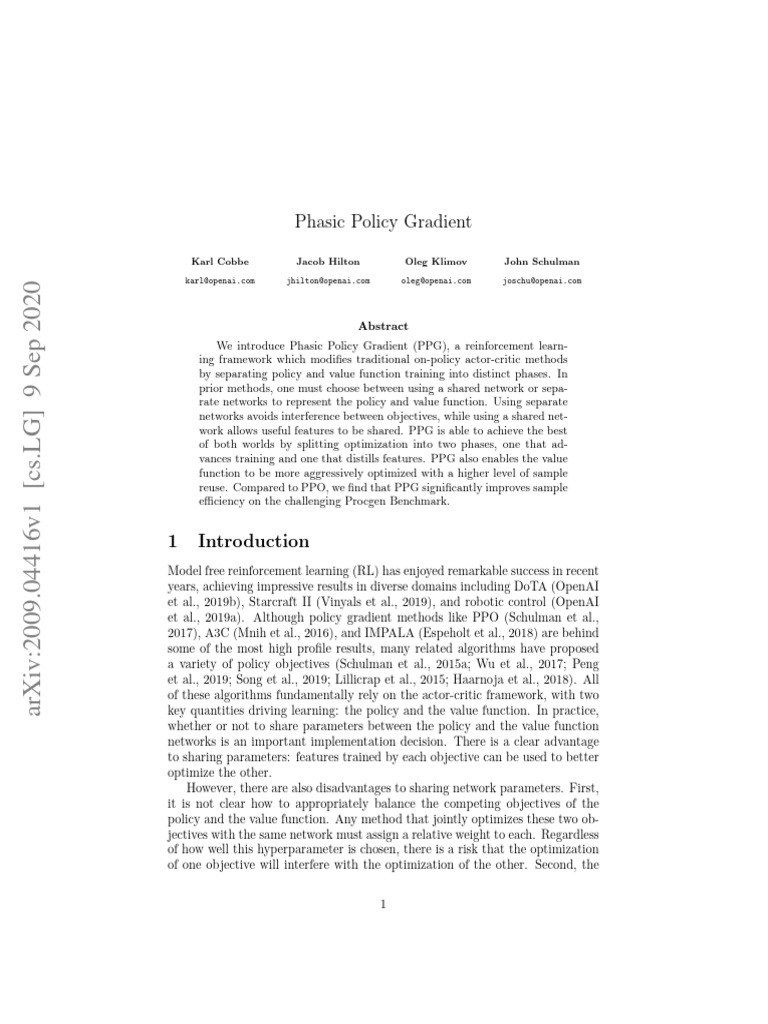 Phasic policy gradient pdf applied mathematics cognition