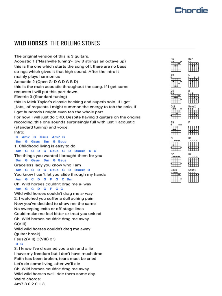 cigarettes and whiskey and wild wild women chords Wild Horses Chords and Lyrics Guide | PDF | Song Structure