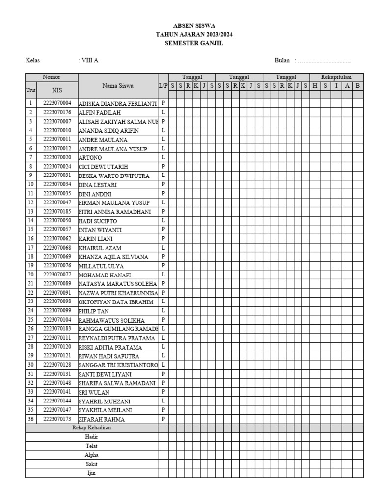 Absen Kelas | PDF