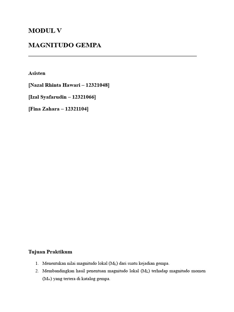 Menghitung Magnitudo Gempa Bumi | PDF