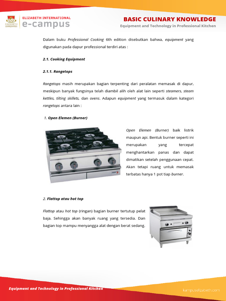 Ecampus BCK Module+2+Equipment+and+Technology+in+Professional+Kitchen ...
