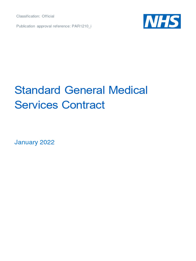 Standard General Medical Services Contract Download Free PDF Health