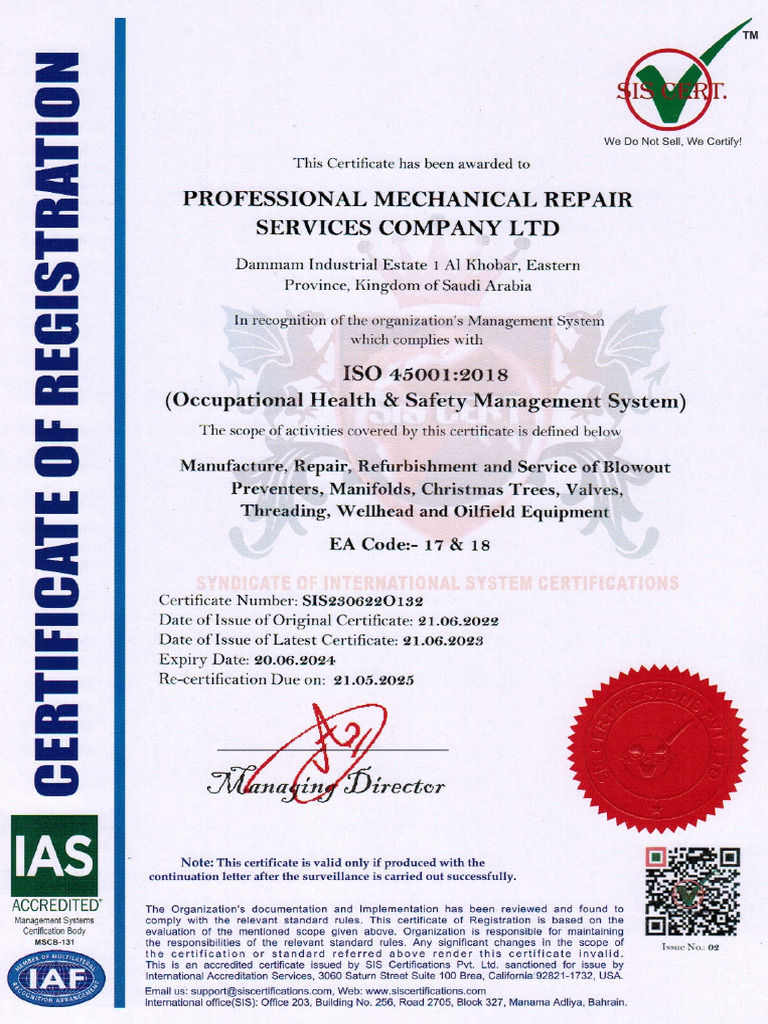 Certificate 45k - 1SURV 2023 - PROFESSIONAL MECHANICAL REPAIR | PDF