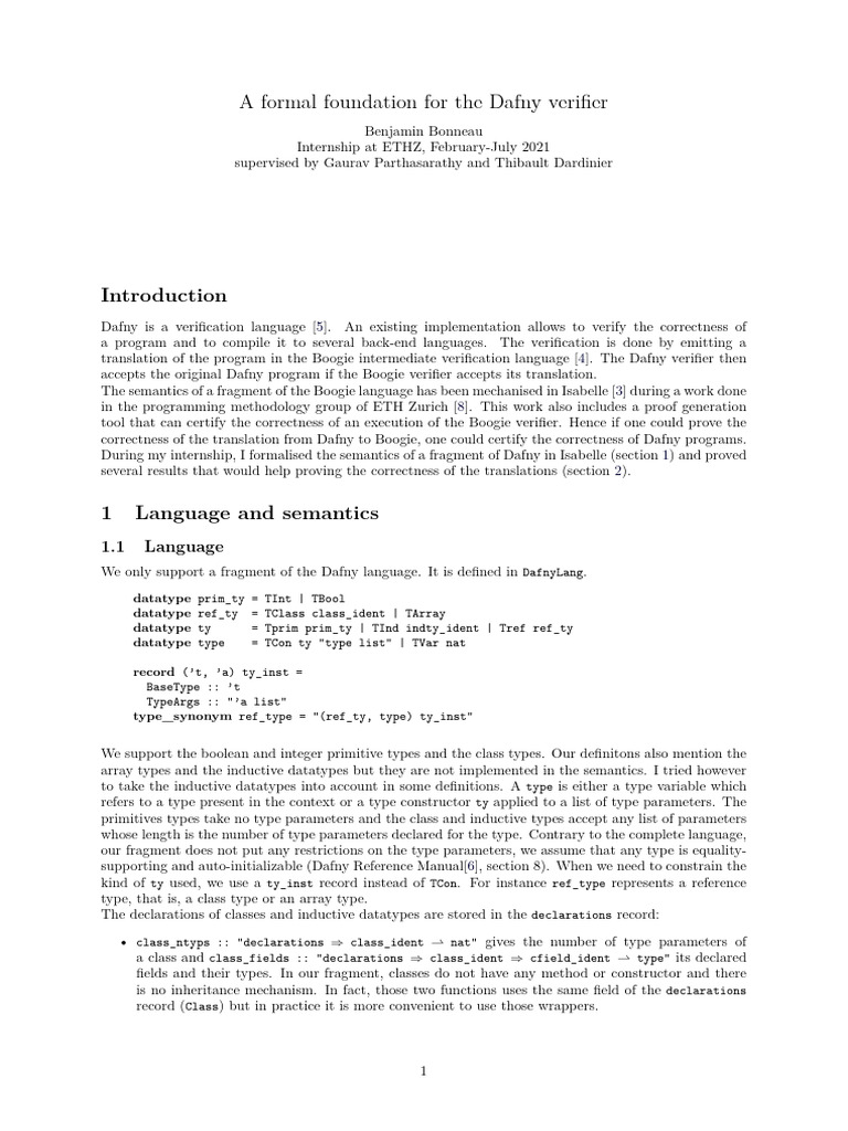 Dafny Verifier Formalization | PDF | Parameter (Computer Programming ...
