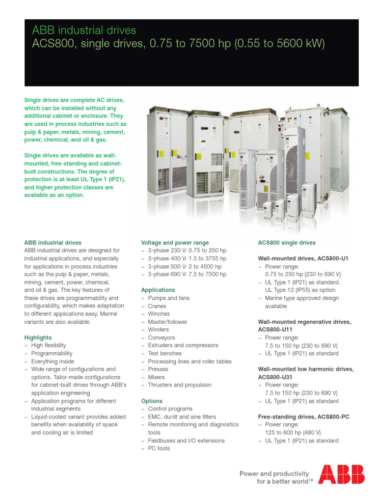 ABB ACS800 Industrial Drives Overview | PDF | Electric Motor ...
