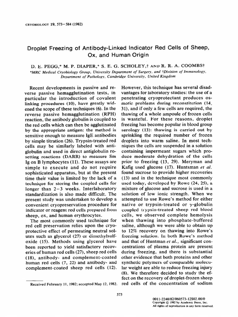 Droplet Freezing Of Antibody Linked Indicator Red Cells Of Shee 1982