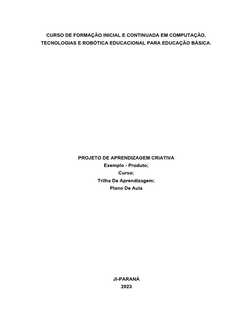 Modelo de Projeto Final | PDF | Aprendizado | Lição