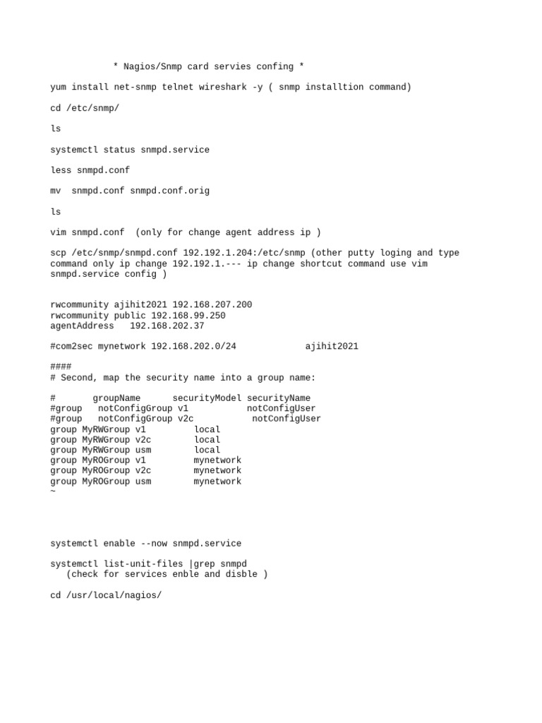 Nagios SNMP Card Services Setup Guide | PDF