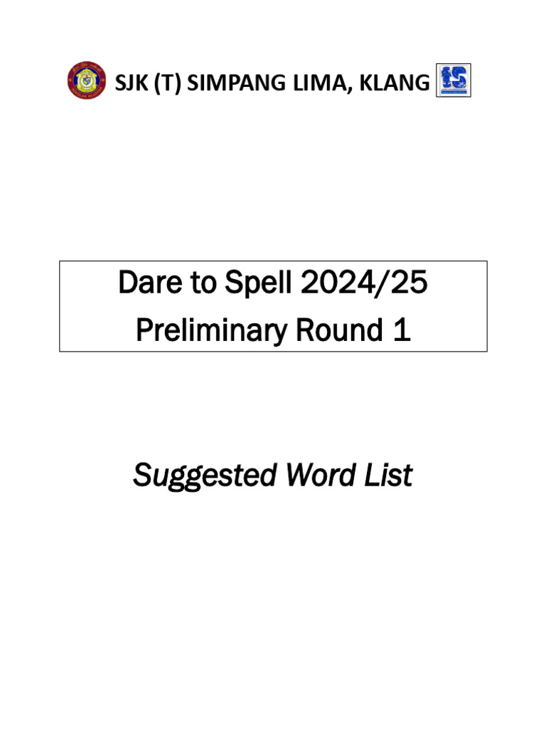 Dare to spell 2024 wordlist r1 pdf length