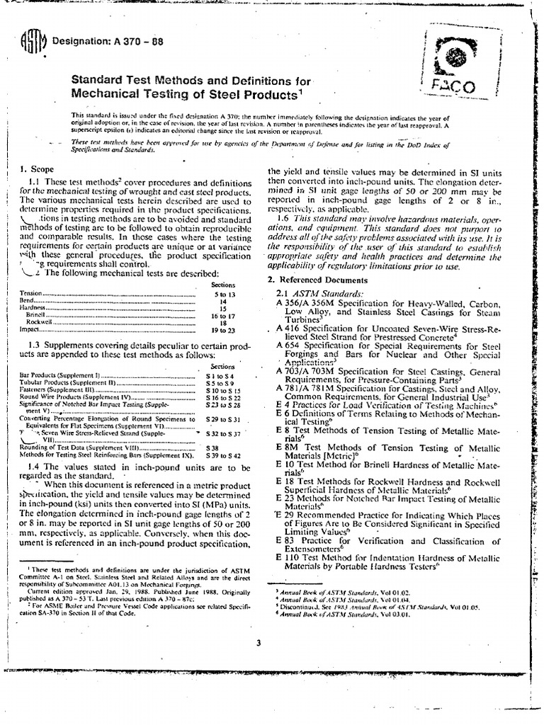 Astm A 370-88 | PDF