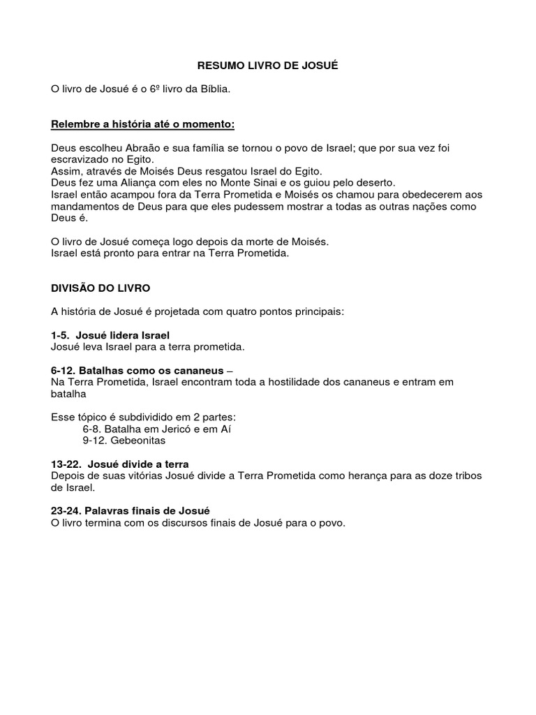 Resumo Do Livro de Josu PDF - 1727008920
