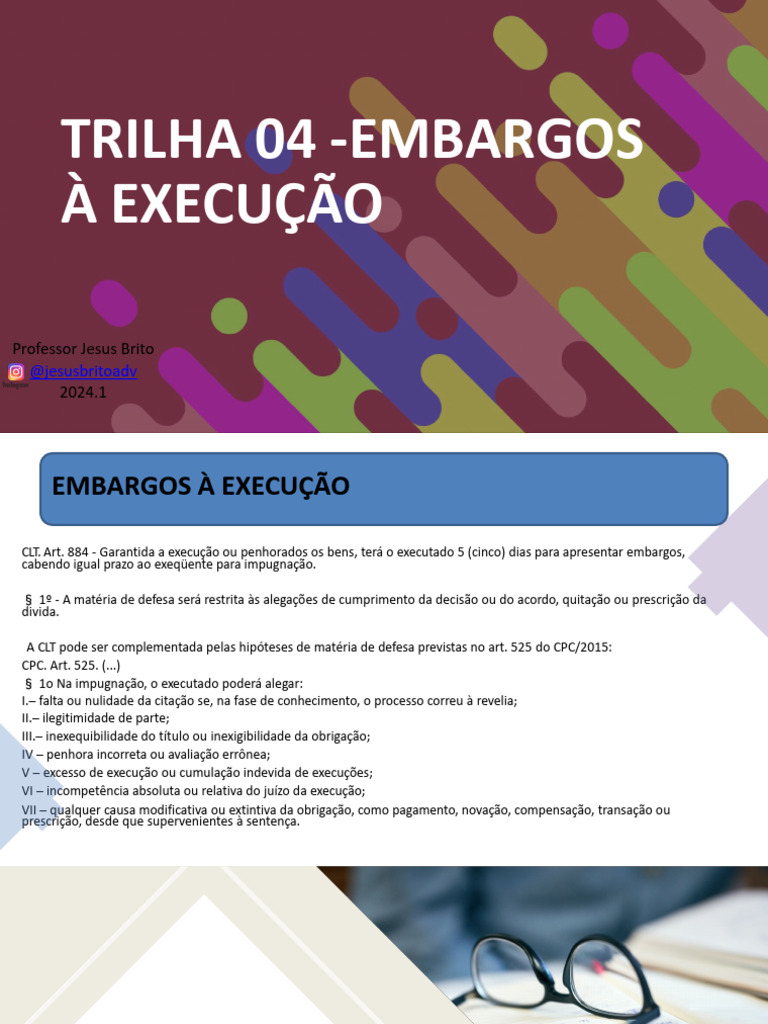 TRILHA 04 - Embargos À Execução | PDF | Sentença (jurídico) | Indenização