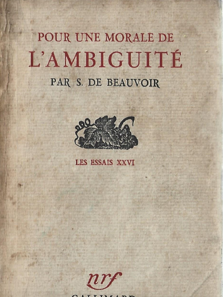 (Les Essais) Simone de Beauvoir Pour Une Morale de l